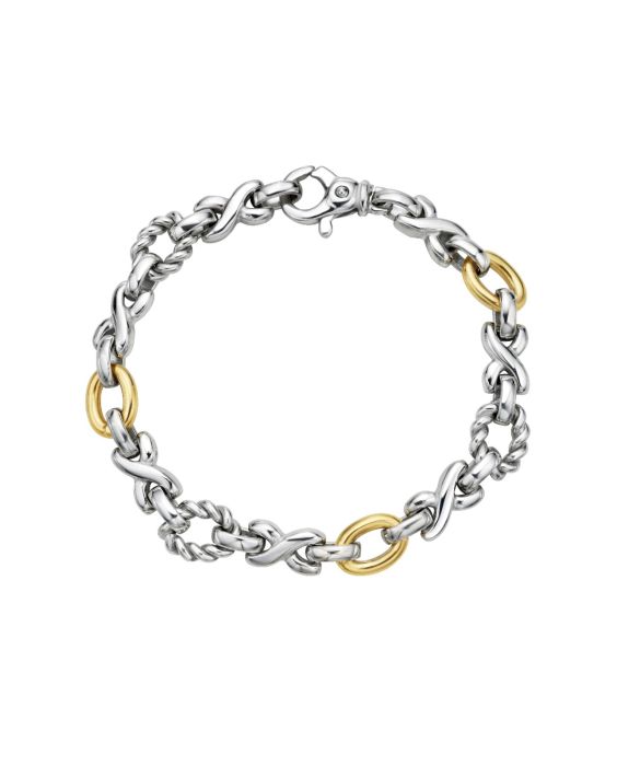 Silver & 18K Gold XO Links Cable Chain
