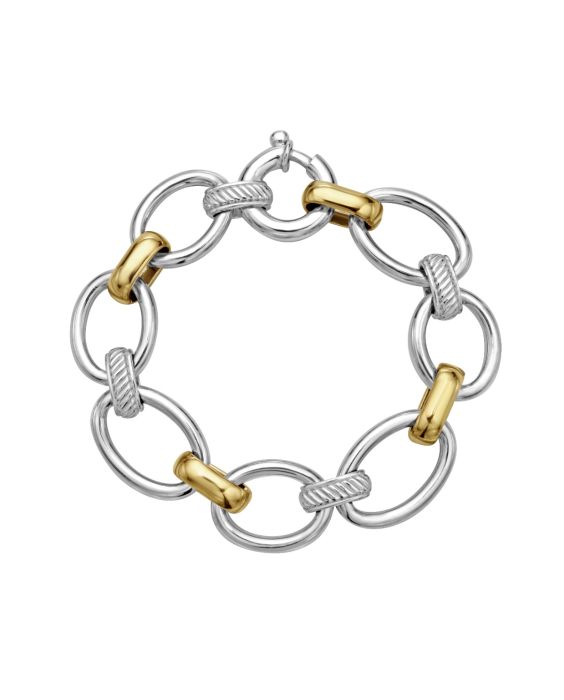 Silver & 18K Gold Classic Cable Bracelet