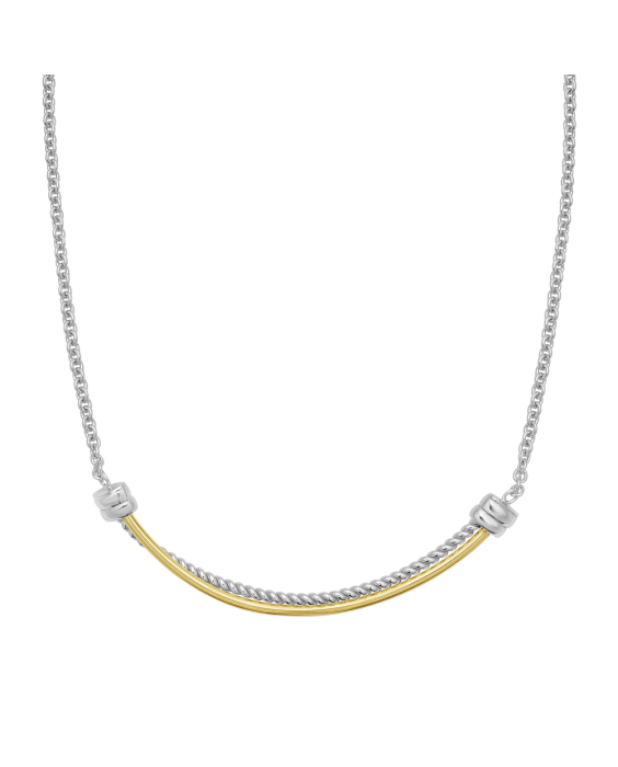 Silver & 18K Cable Bar Necklace