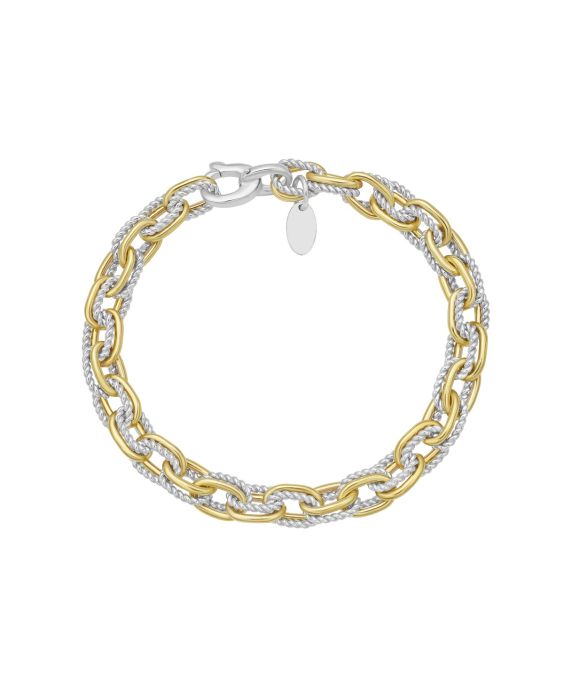 Silver &amp; 18K Double Paperclip Bracelet
