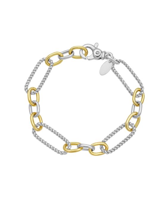 Silver &amp; 18K Large Alternating Figaro Chain