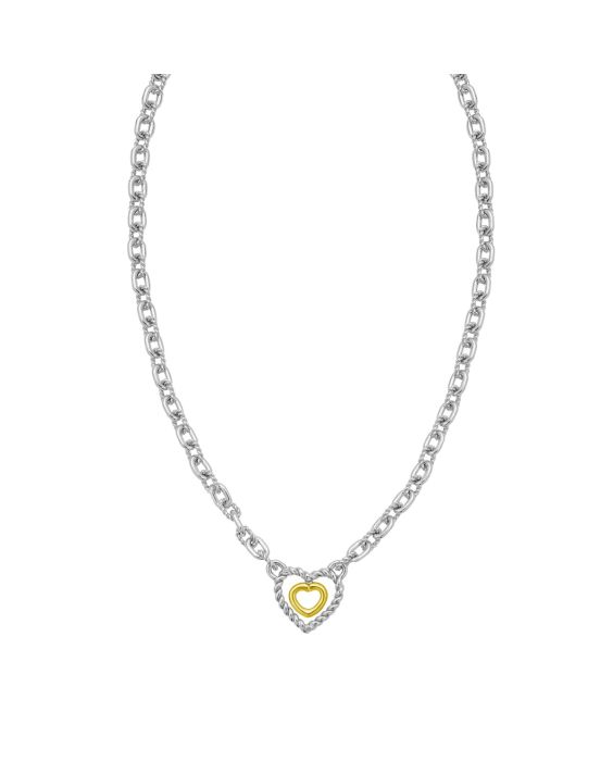 Silver & 18K Heart Necklace