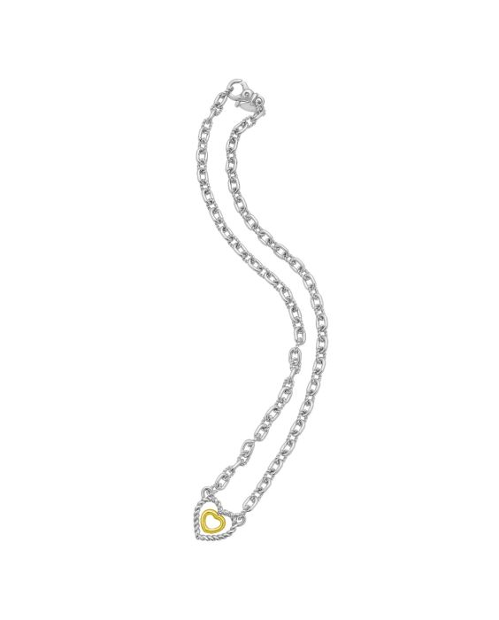 Silver & 18K Heart Necklace