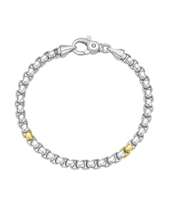 Silver & 18K Men's Box Link Bracelet