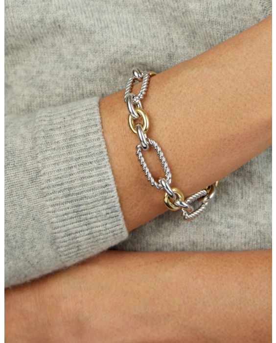 Silver & 18K Figaro Grosso Link Bracelet