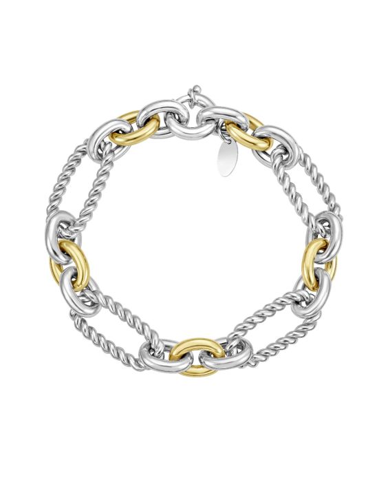 Silver & 18K Figaro Grosso Link Bracelet