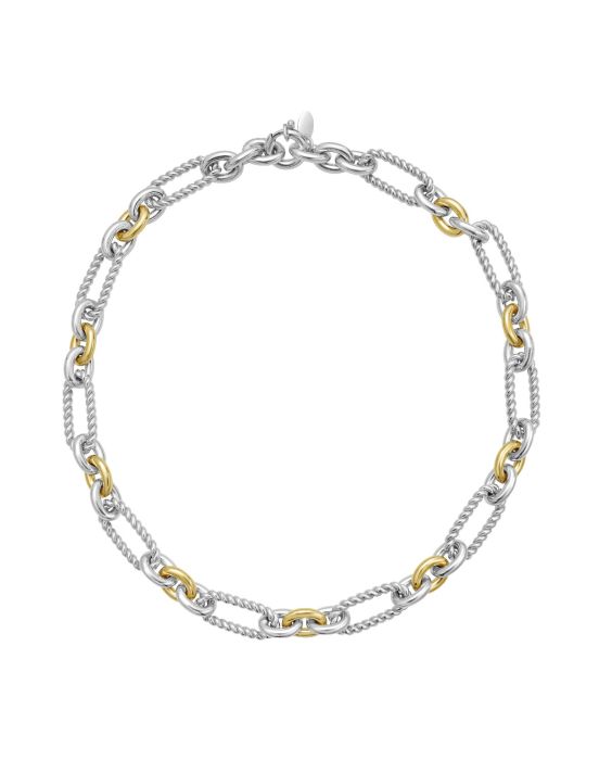 Silver & 18K Figaro Grosso Link Necklace