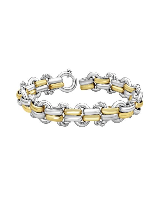 Silver & 18K Roma Cobblestone Link Bracelet