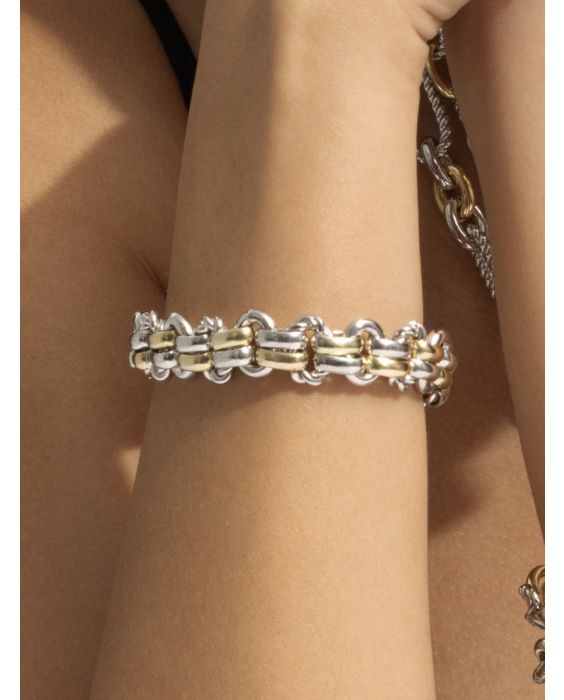 Silver & 18K Roma Cobblestone Link Bracelet