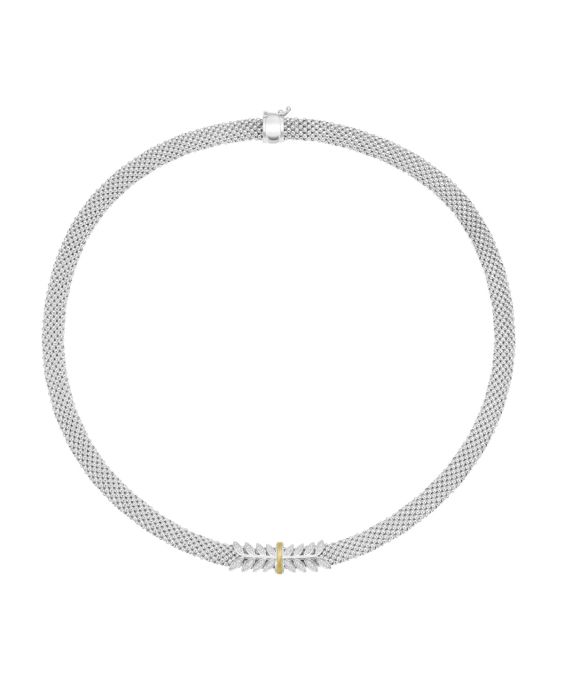 Silver, 18K & Diamond Prosecco Deco Wreath Necklace