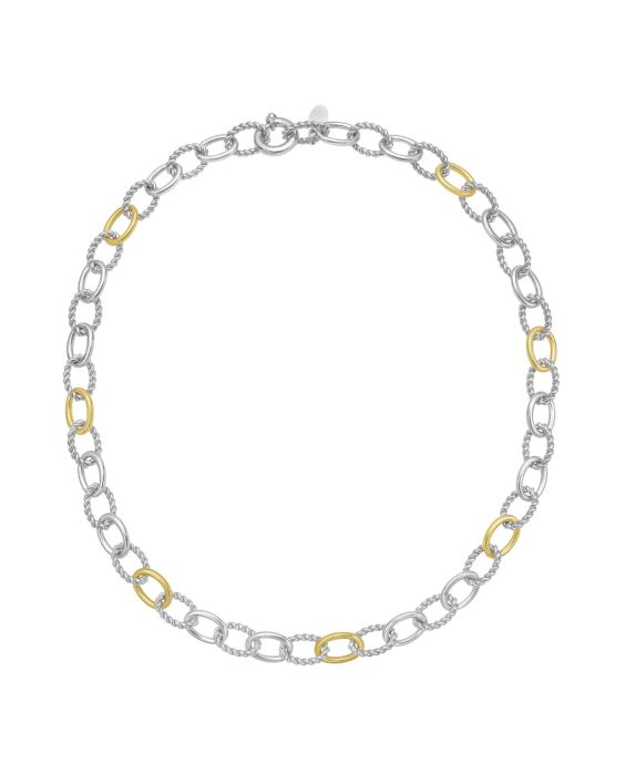 Silver & 18K Milano Link Necklace
