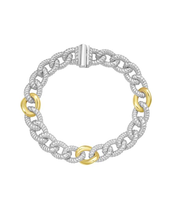 Silver & 18K Men's Milano Cuban Link Bracelet