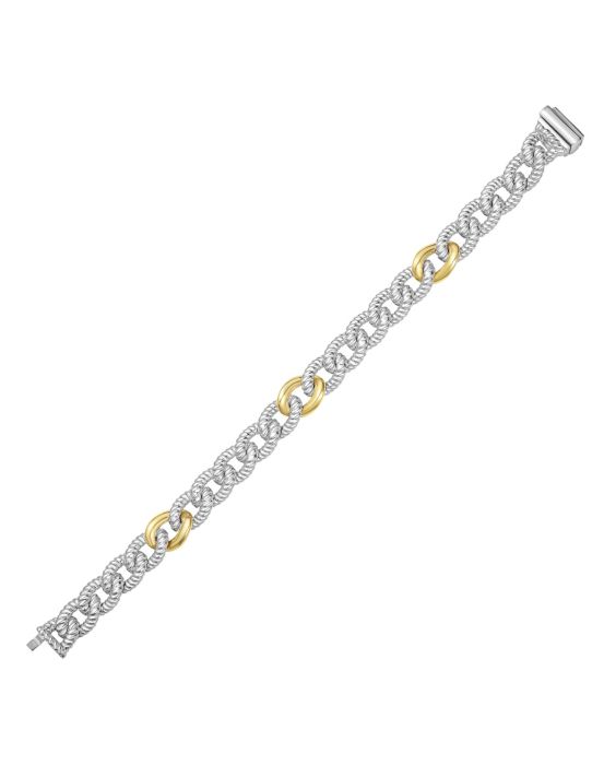 Silver & 18K Men's Milano Cuban Link Bracelet