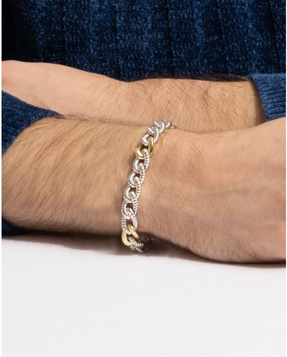 Silver & 18K Men's Milano Cuban Link Bracelet