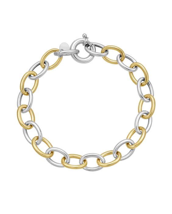 Silver & 18K Lucida Classic Oval Link Bracelet