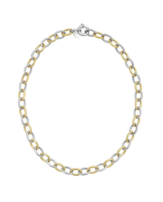 Silver & 18K Lucida Classic Oval Link Necklace