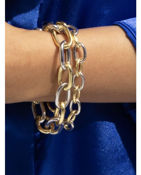 Silver & 18K Lucida Classic Oval Link Bracelet
