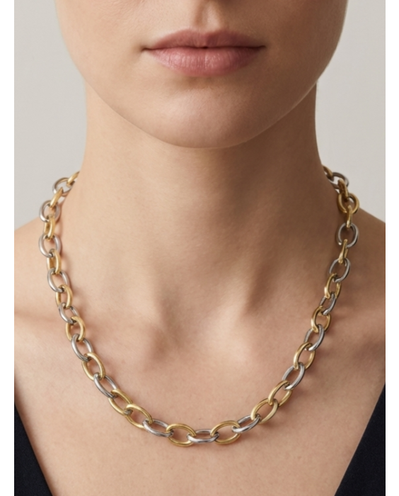 Silver & 18K Lucida Classic Oval Link Necklace