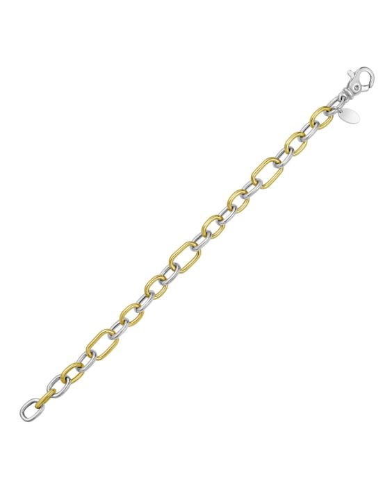 Silver & 18K Lucida Five & One Paperclip Link Bracelet