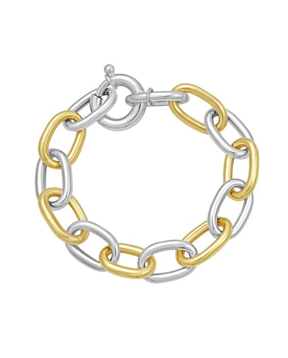 Silver & 18K Lucida Large Oval Link Bracelet