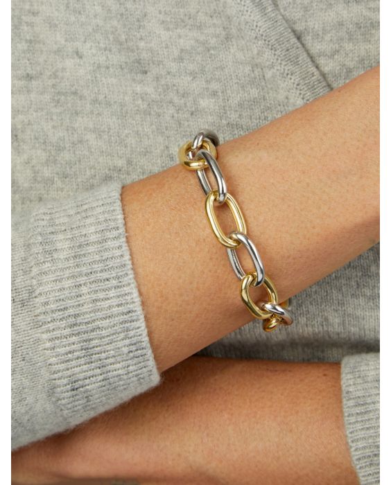 Silver & 18K Lucida Large Oval Link Bracelet