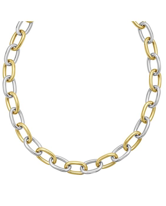 Silver & 18K Lucida Large Oval Link Necklace
