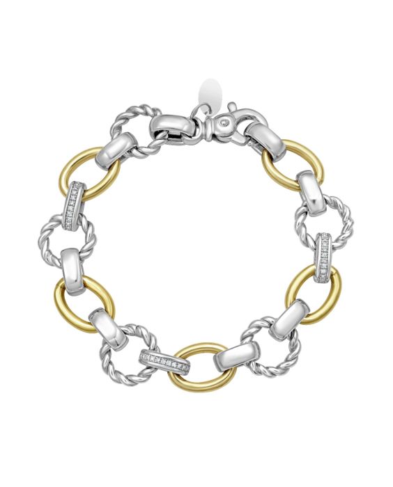Silver, 18K & Diamond Siena Link Bracelet