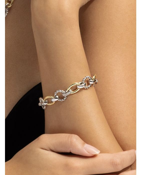 Silver, 18K & Diamond Siena Link Bracelet