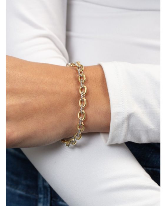 Silver & 18K San Zeno Link Bracelet