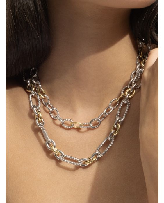 Silver & 18K Figaro Grosso Link Necklace