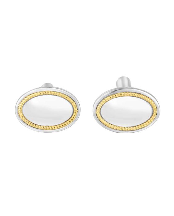 Sterling Silver, 18K Gold Oval Cufflinks