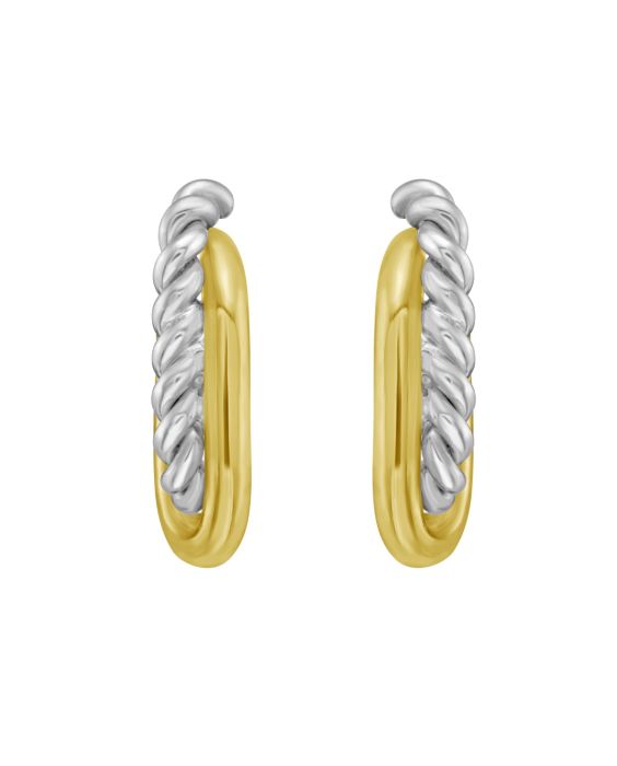 Silver & 18K Cable Paperclip Hoops