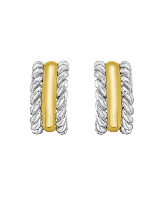 Silver & 18K Cable Huggie Hoops