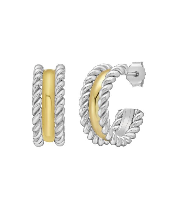 Silver & 18K Cable Hoops