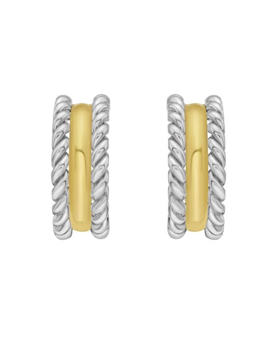 Silver & 18K Cable Hoops