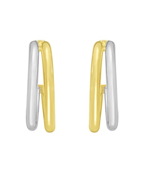Sterling Silver & 18k Gold Oval Split C-Hoop
