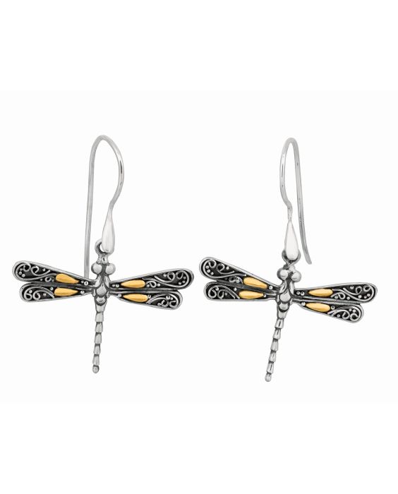 Silver & 18K Dragonfly Earring