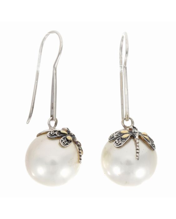 Silver & 18K Dragonfly Earring