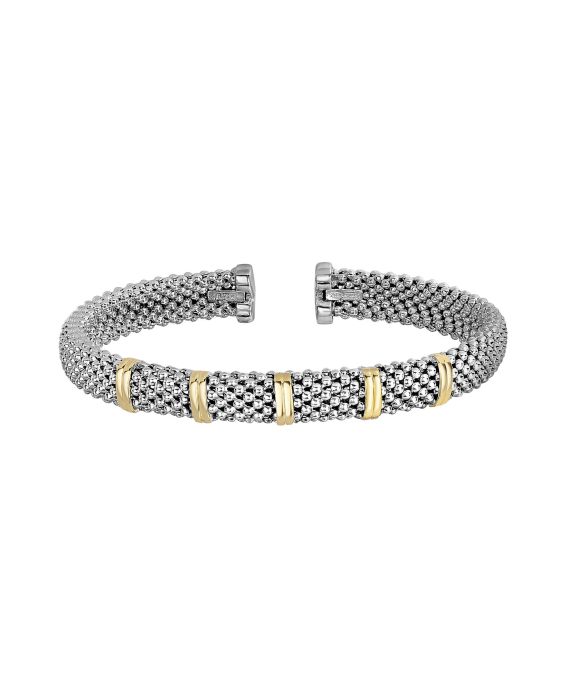 Sterling Silver & 18K Gold Bar Bangle