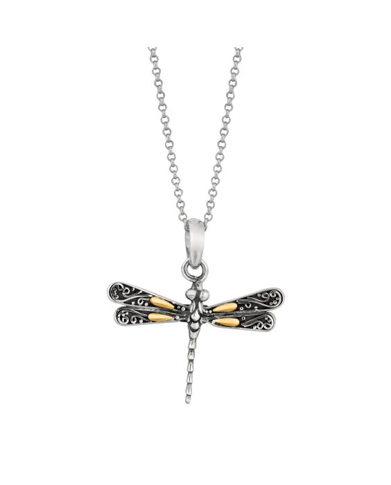 Silver & 18K Dragonfly Necklace
