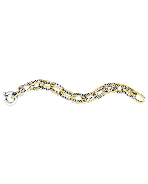 Paperclip Cable Double Link Bracelet in Silver & 18K Gold