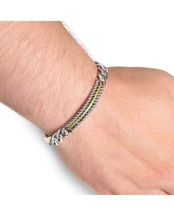 Men's Cuban Cable Link and 18K Gold Bracelet