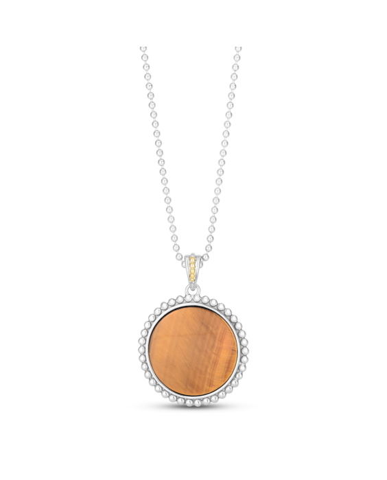 Silver &amp; 18K Prosecco Tigers Eye Medallion