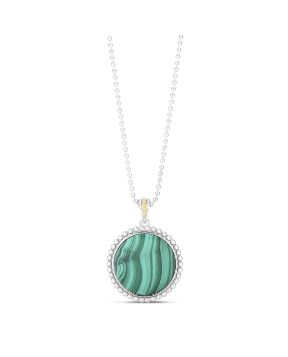 Silver &amp; 18K Prosecco Malachite Medallion