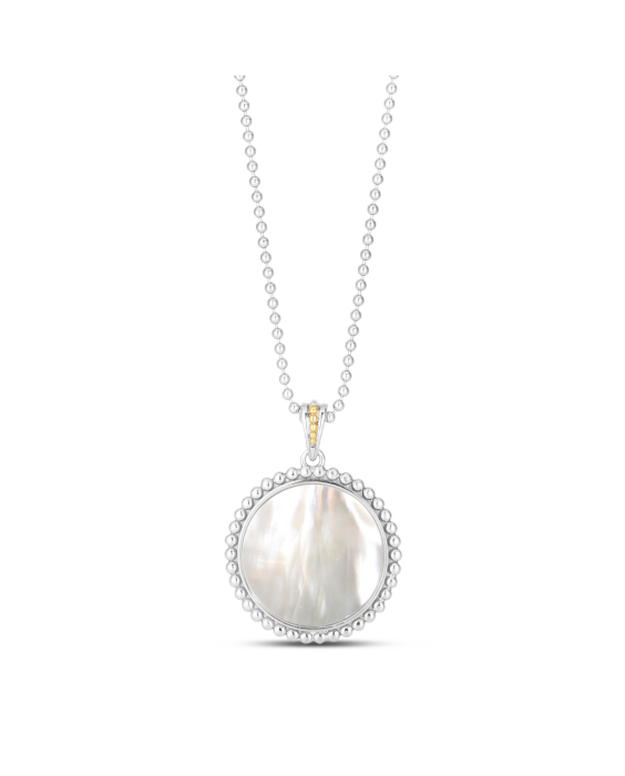 Silver &amp; 18K Prosecco MOP Medallion