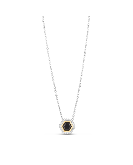 Silver &amp; 18K Onyx Prosecco Hexagon Necklace