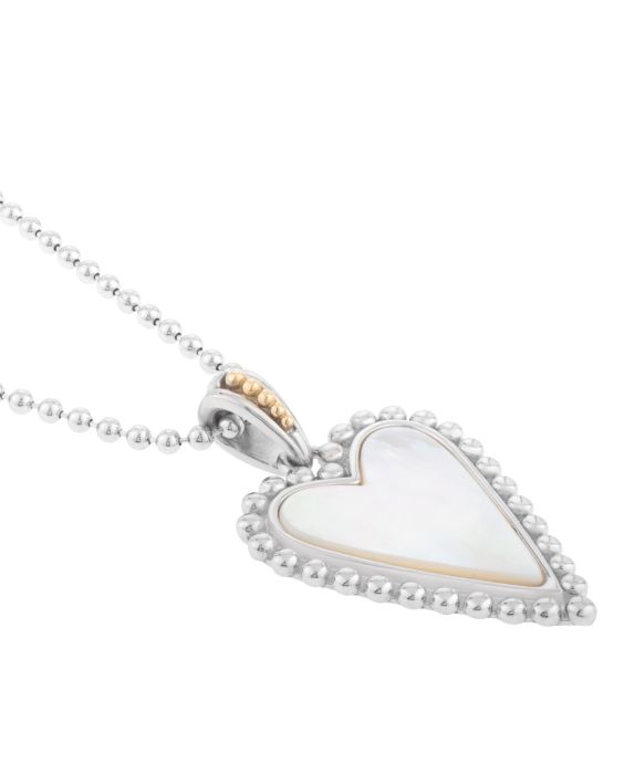 Silver & 18K Prosecco Mother of Pearl Heart Pendant