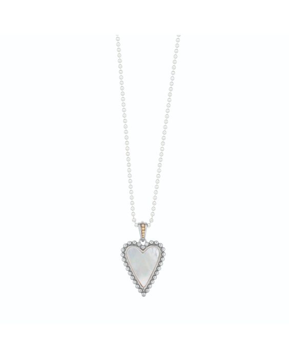 Silver & 18K Prosecco Mother of Pearl Heart Pendant