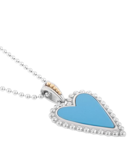Silver & 18K Prosecco Turquoise Heart Pendant