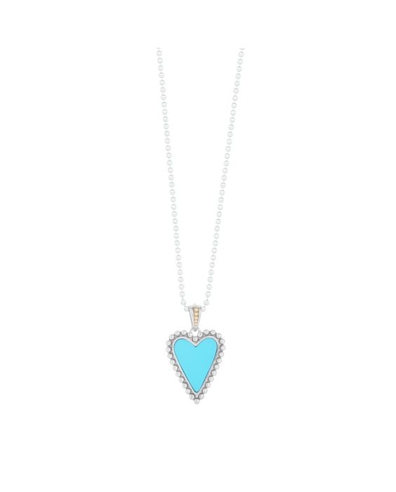 Silver & 18K Prosecco Turquoise Heart Pendant